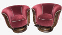 Custom French Style Art Deco Swivel Chairs Volute PatternFabric